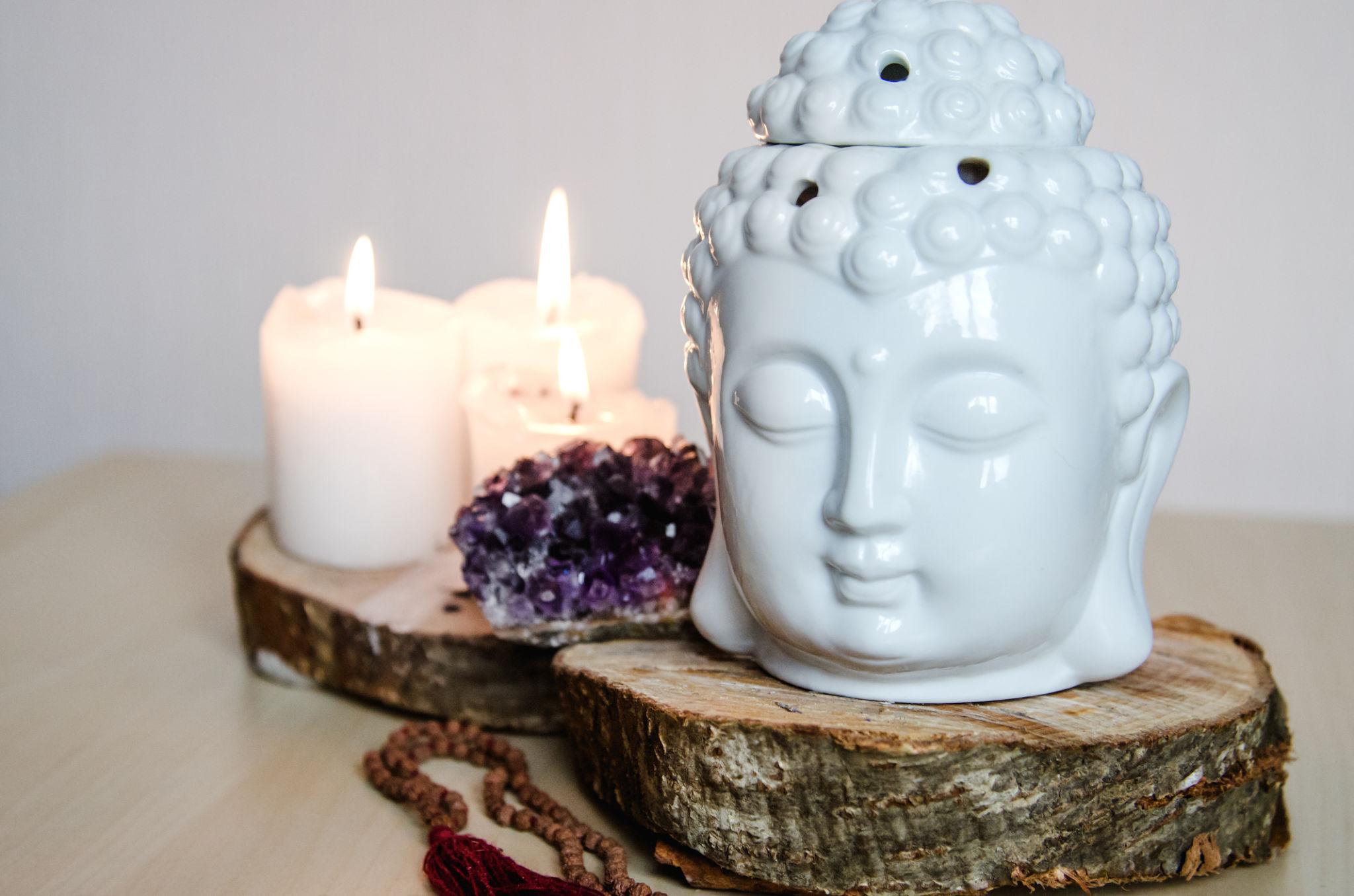 Meditation corner with Buddha and candles