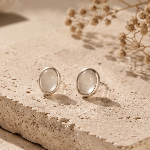 White Agate Stud Earrings